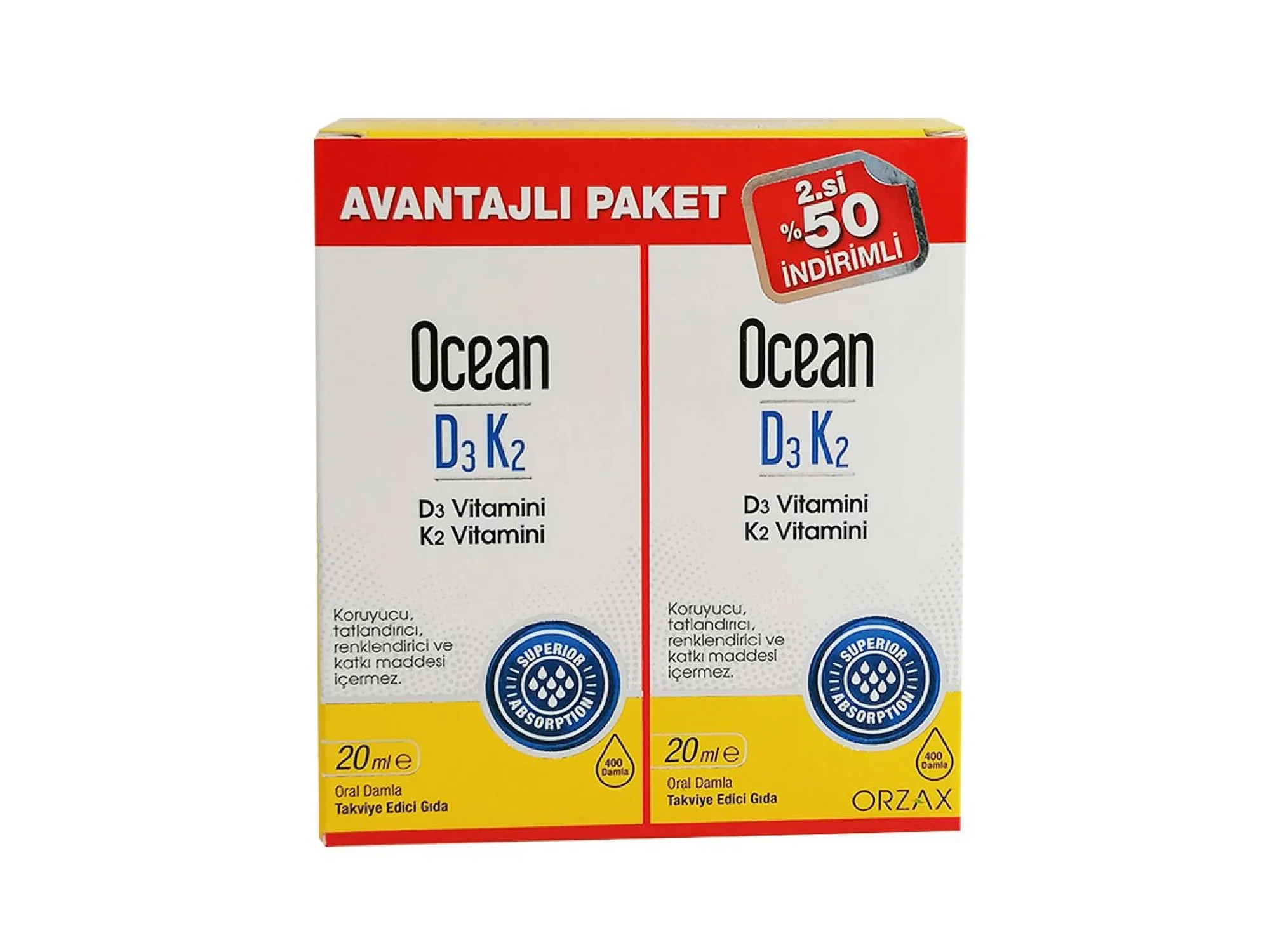 Ocean D3K2 Damla 20 ml + 2. %50 İndirimli