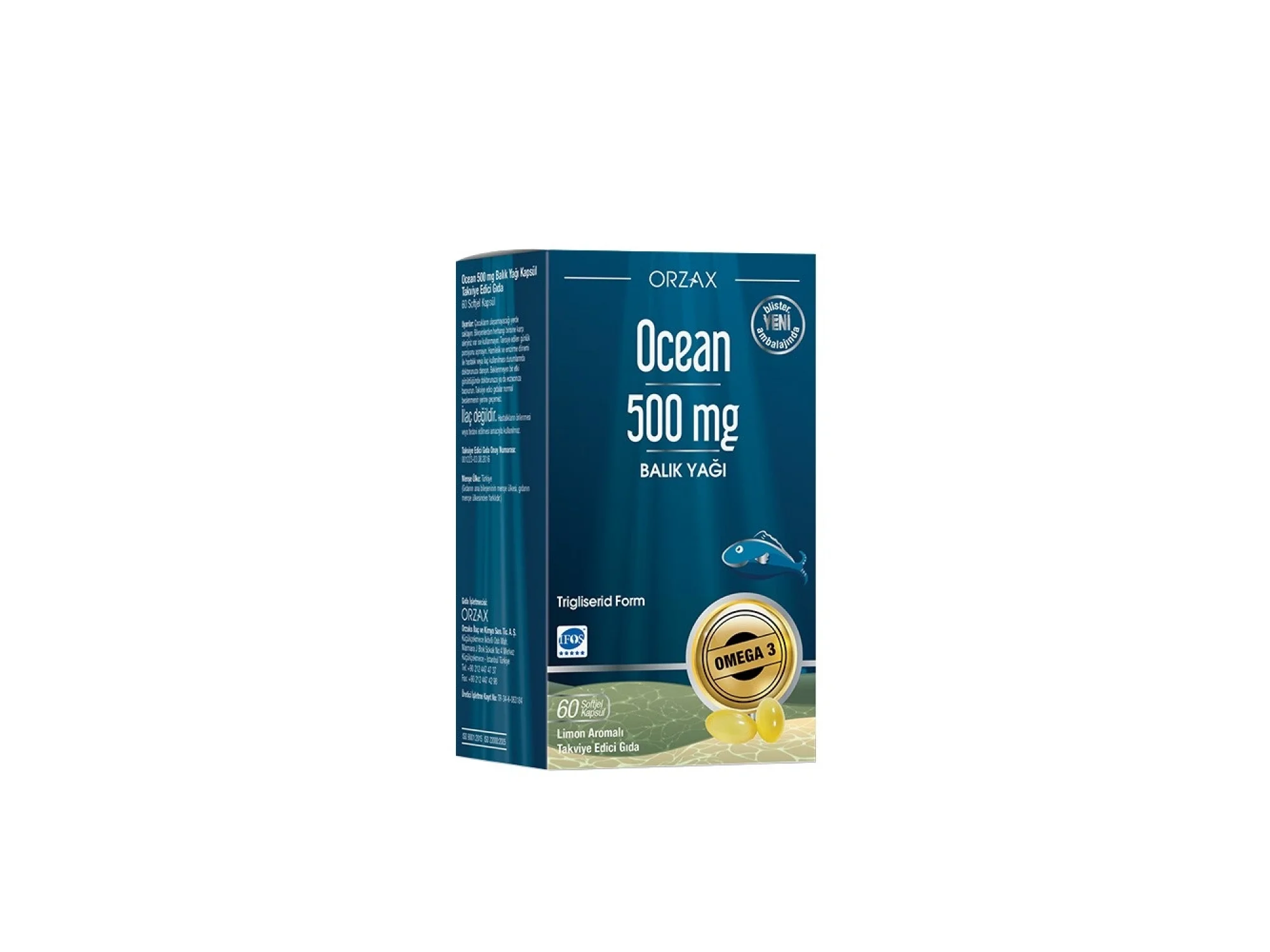Ocean Omega 3 Balık Yağı 500 mg 60 Kapsül