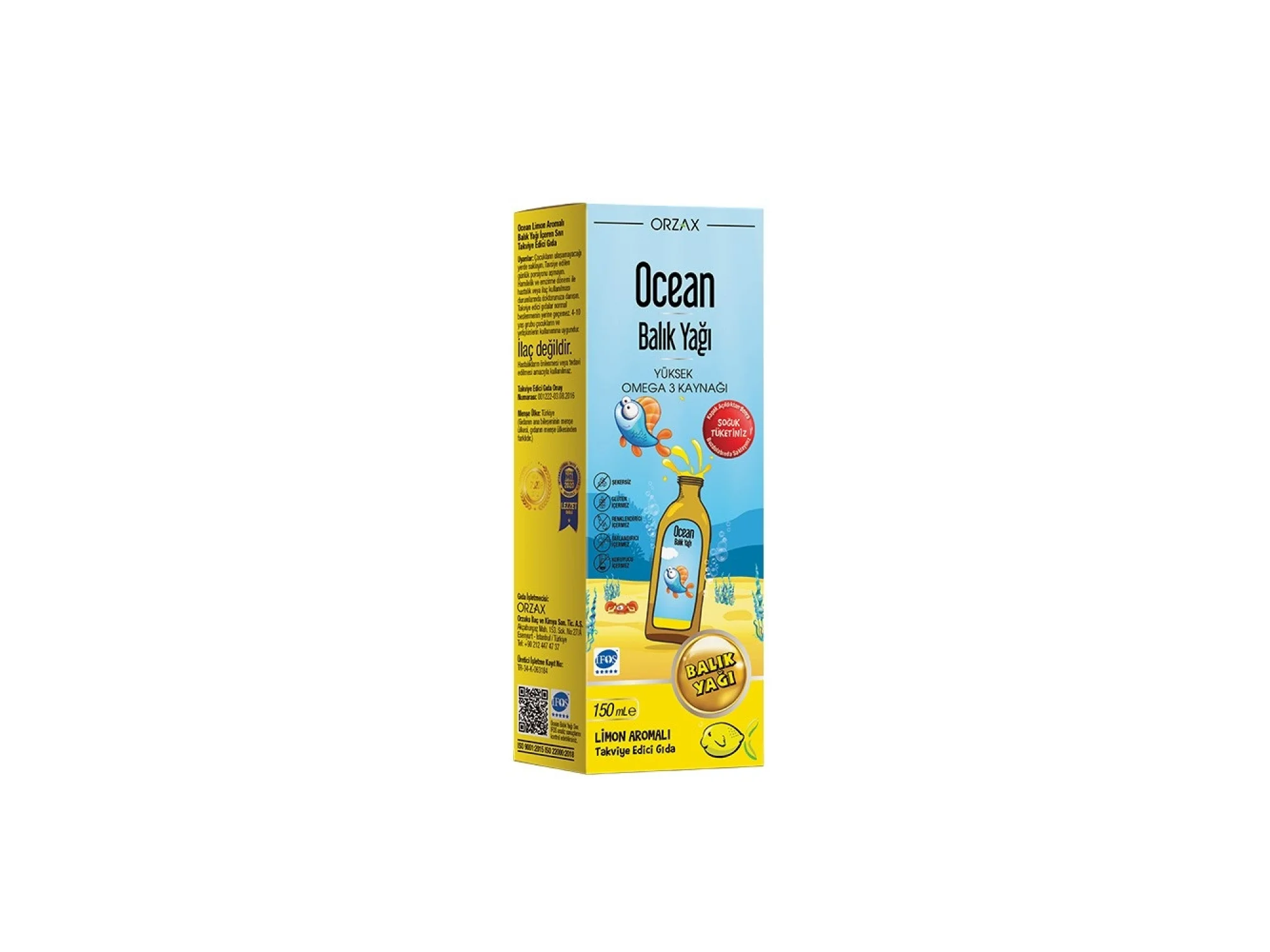 Ocean Omega 3 Limonlu Balik Yagi Surubu 150 ml