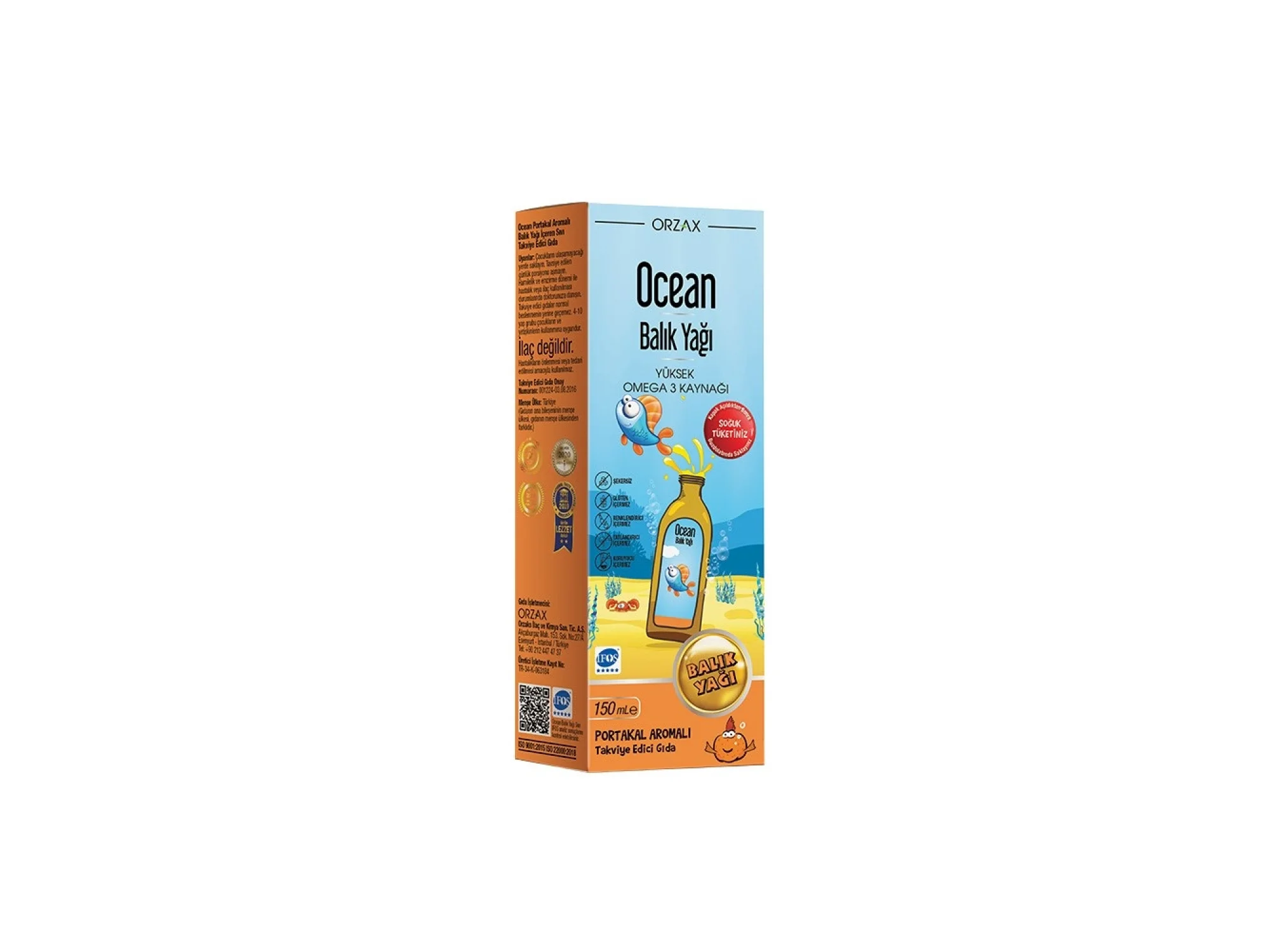 Ocean Omega 3 Portakallı Balık Yağı Şurubu 150 ml