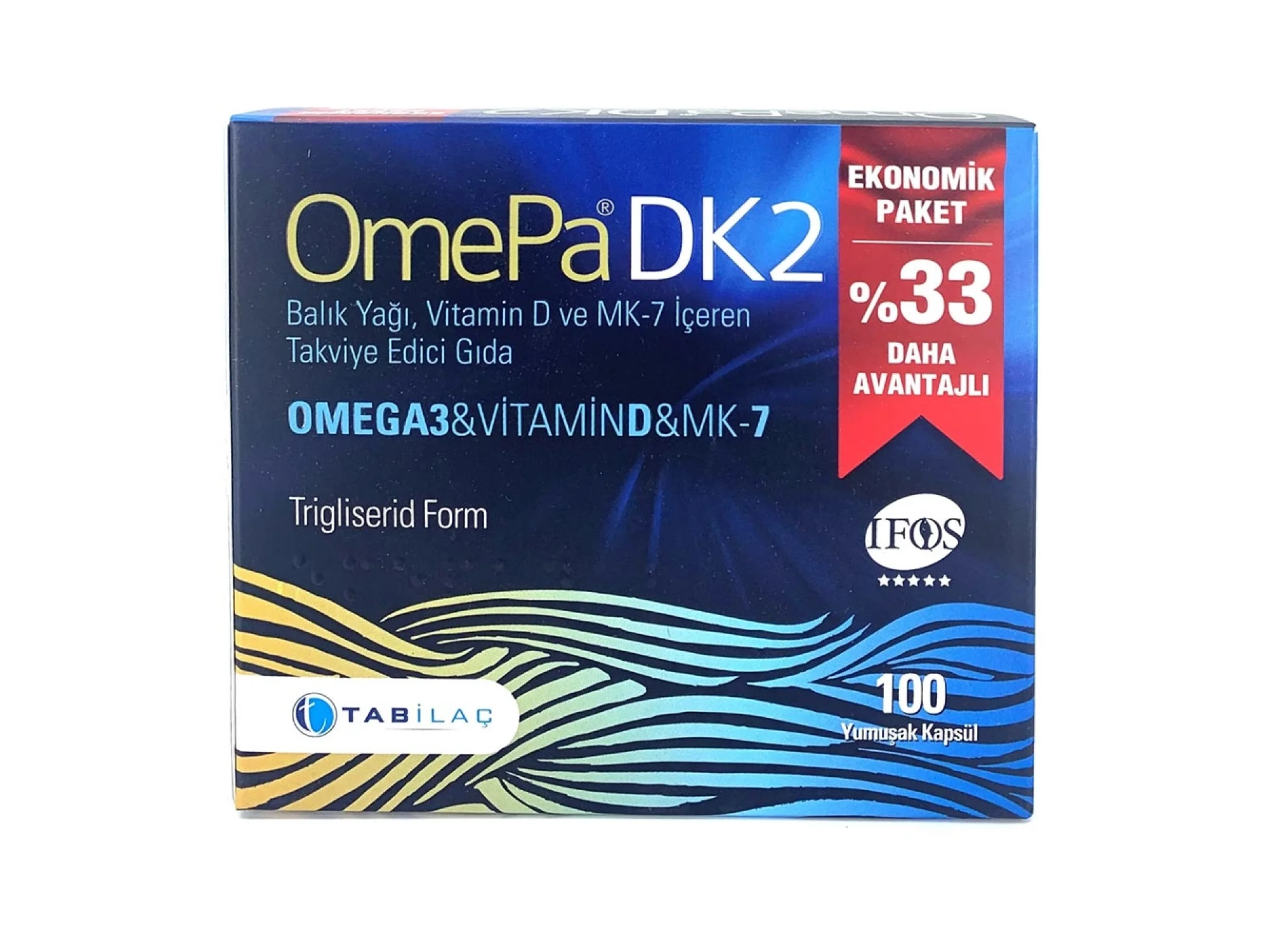 Omepa DK2 Omega 3  Vitamin D  MENAQ7 100 Yumuşak Kapsül