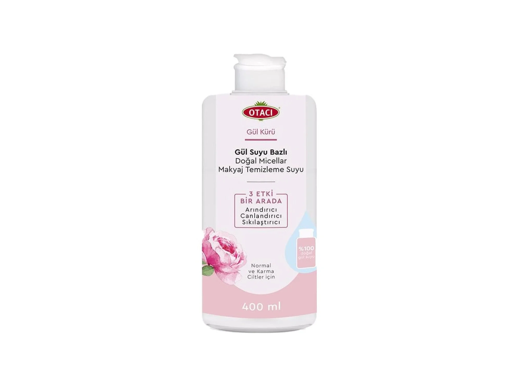 Otacı Gül Suyu Bazli Doğal Micellar Makyaj Temizleme Suyu 400 ml