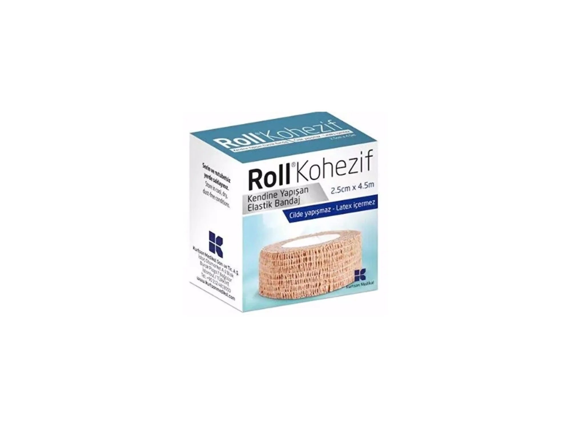 Roll Kohezif Yapışkanlı Bandaj 2,5 cm x 4,5 m