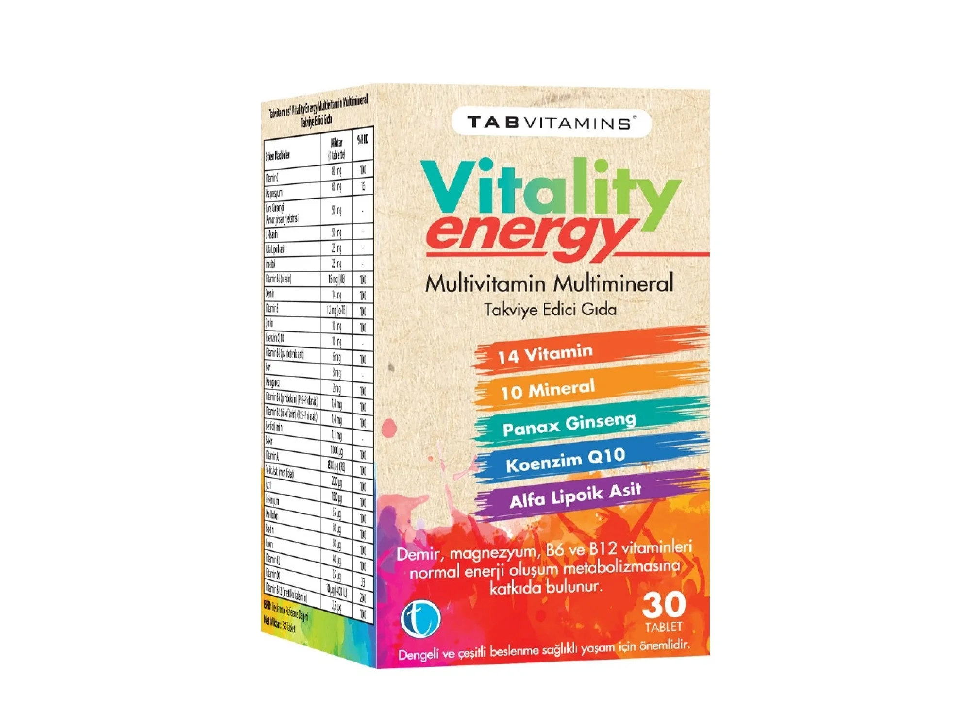 Tabvitamins Vitality Energy 30 Tablet