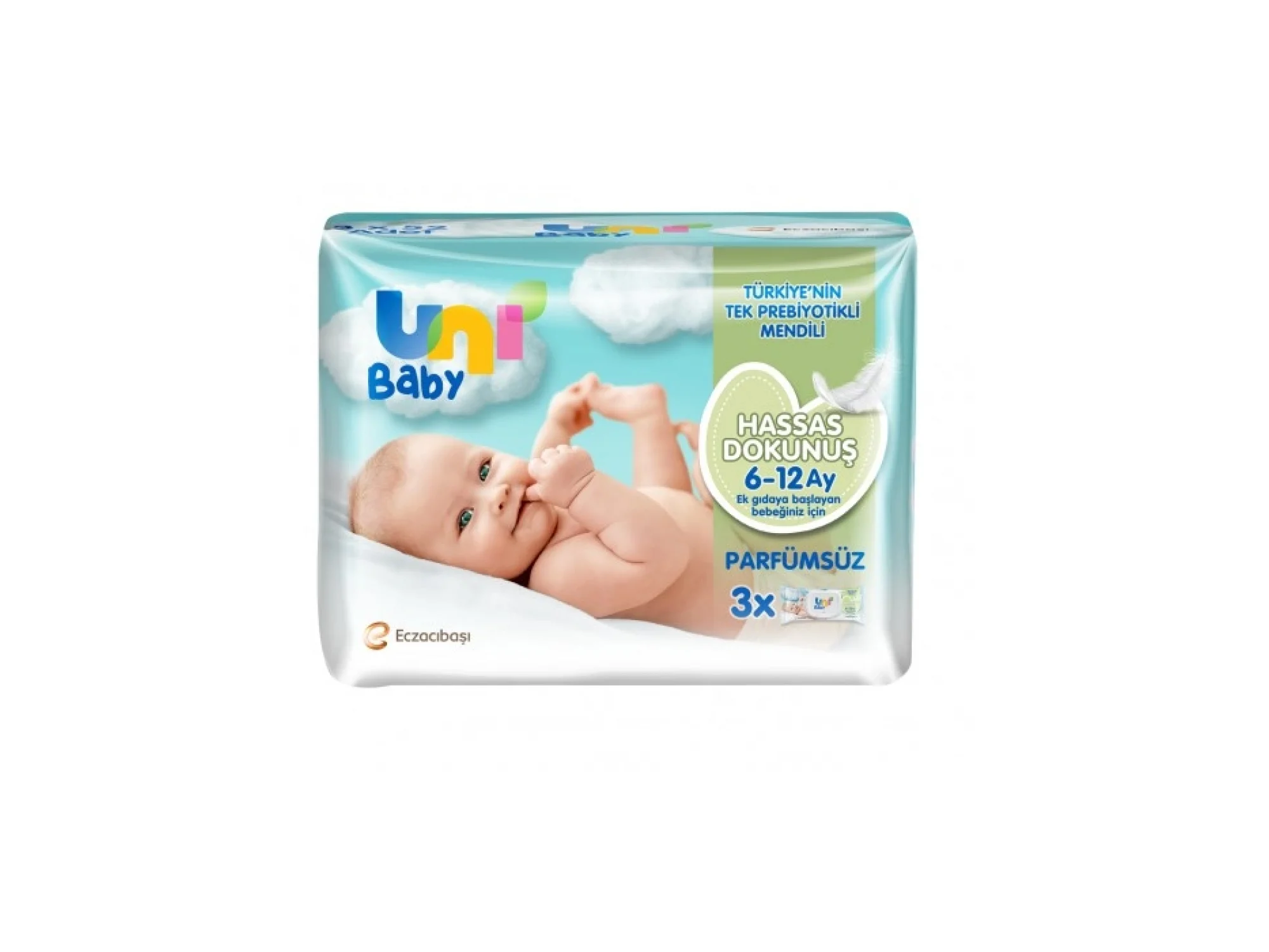 Uni Baby Hassas Dokunuş 6-12 Ay Islak Mendil 52 Yaprak - 3 Adet