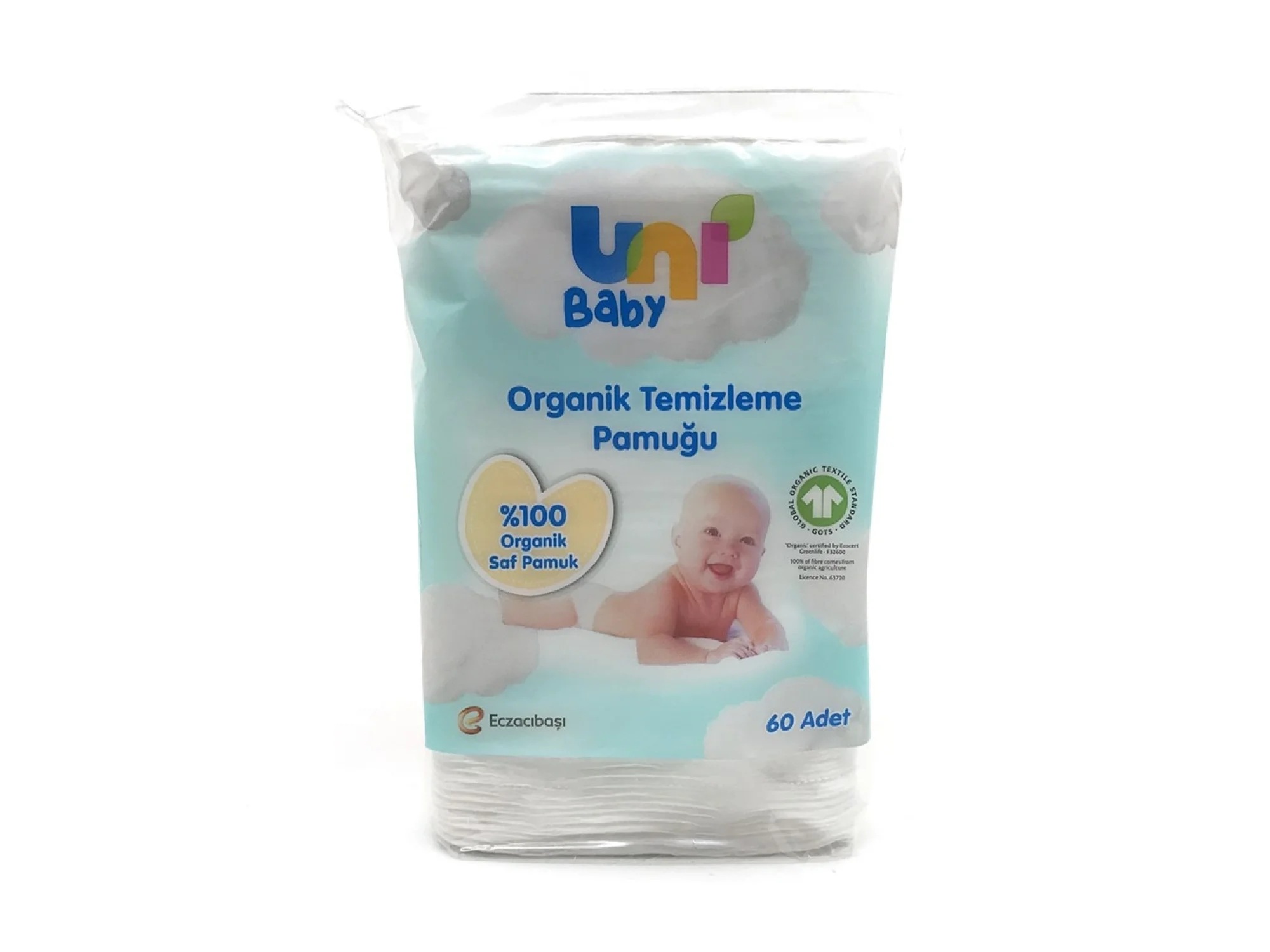 Uni Baby Organik Temizleme Pamuğu 60lı