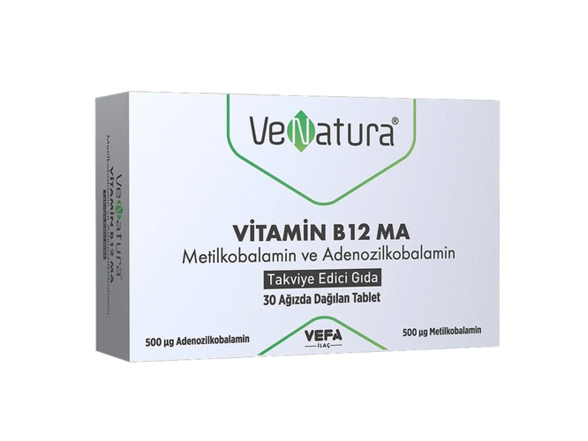 Venatura Vitamin B12 MA Metilkobalamin ve Adenozilkobalamin 30 Tablet