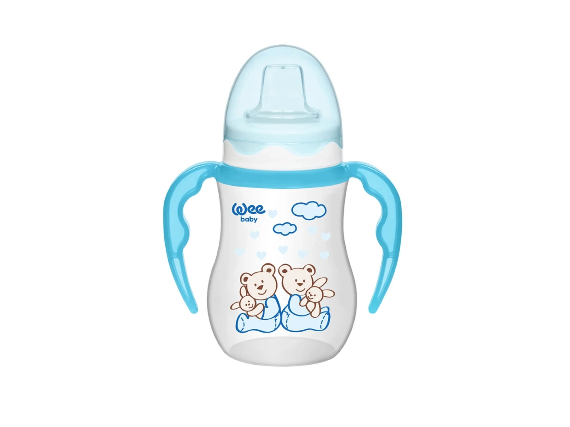 Wee Baby 754 Akıtmaz Kulplu PP Bardak 250 ml - Mavi
