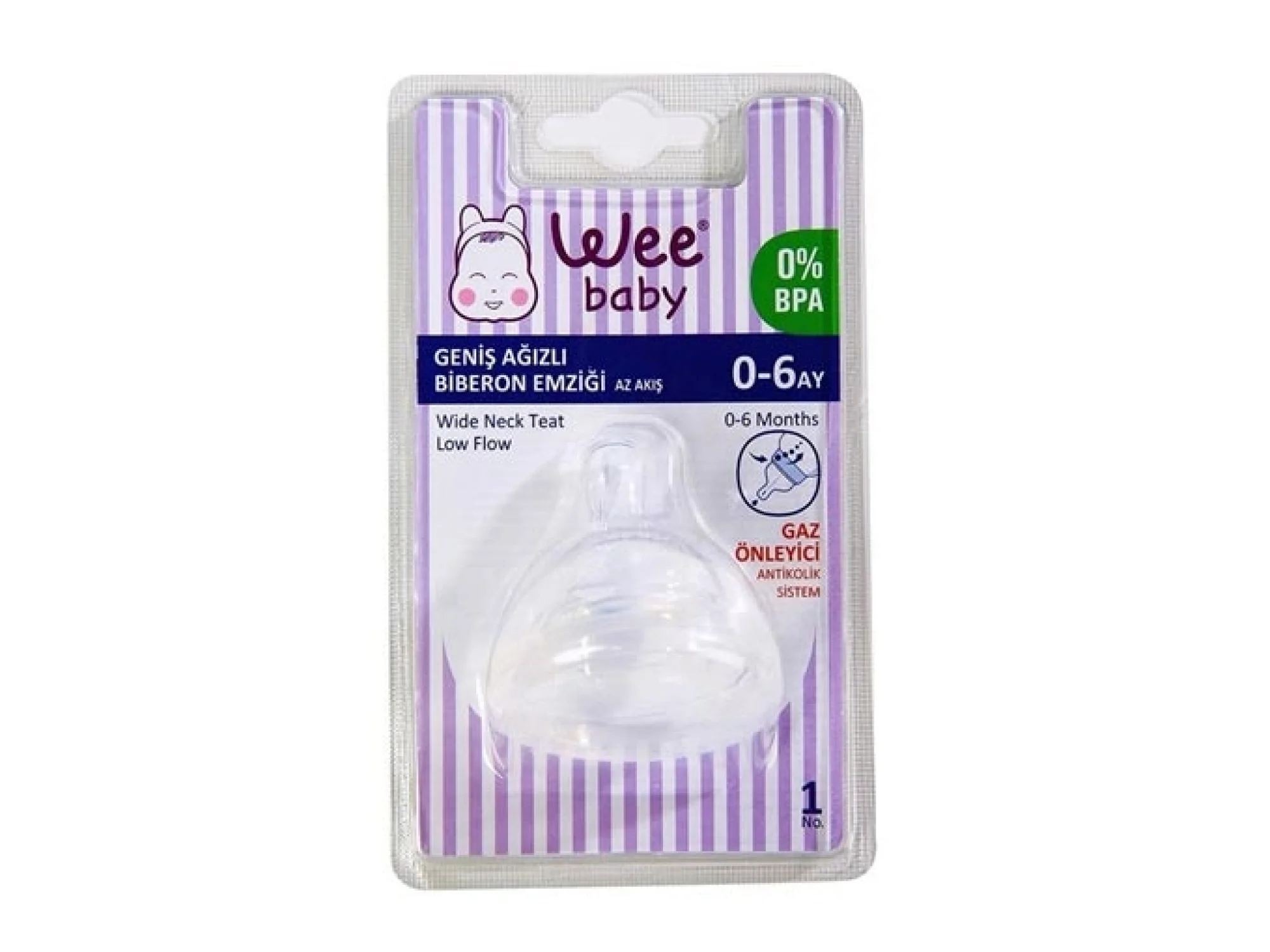 Wee Baby Silikon Geniş Ağızlı Biberon Emziği Az Akış No:1 K828