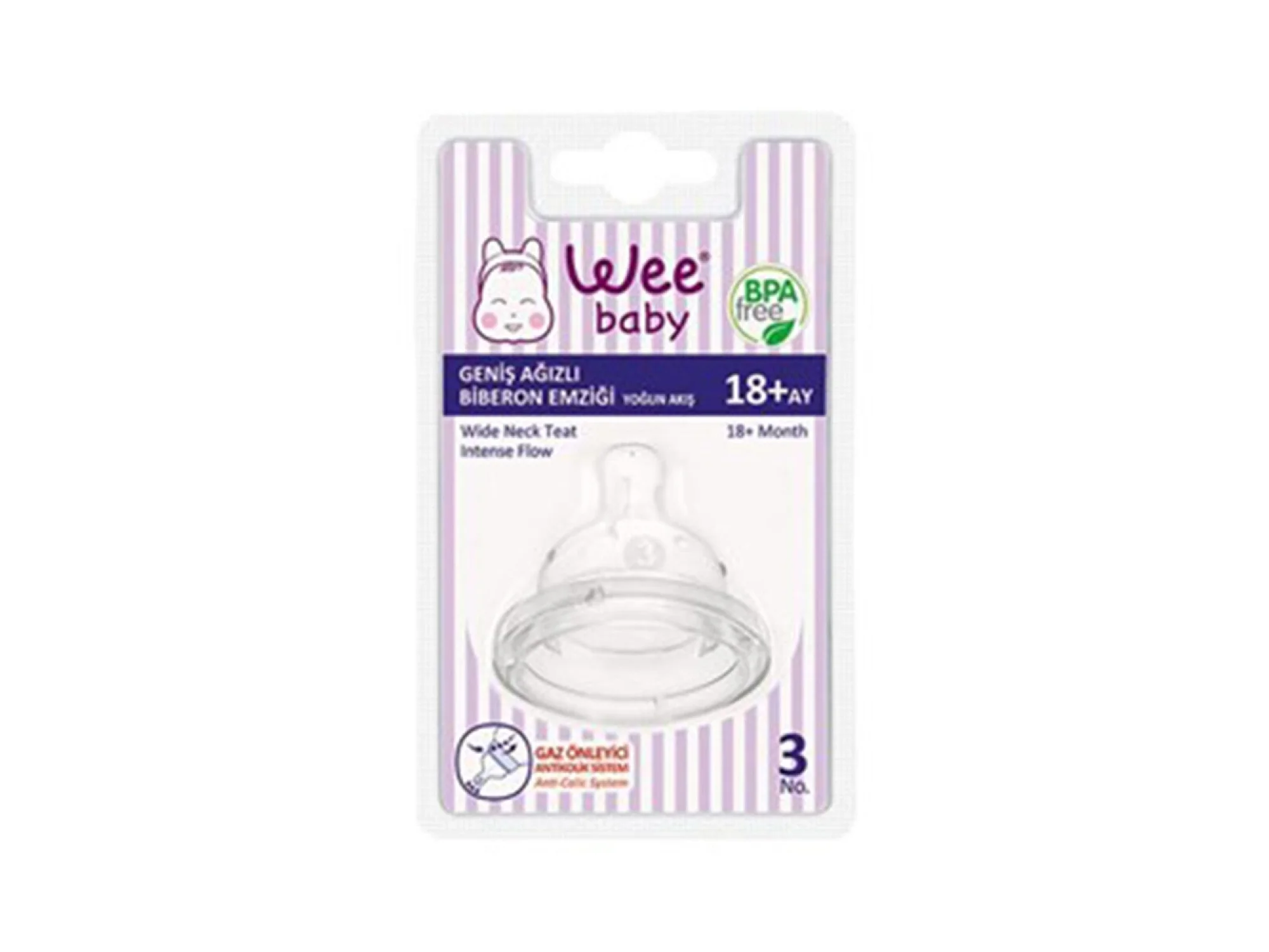Wee Baby Yuvarlak Uçlu Geniş Ağızlı Biberon Emziği No: 3 K854