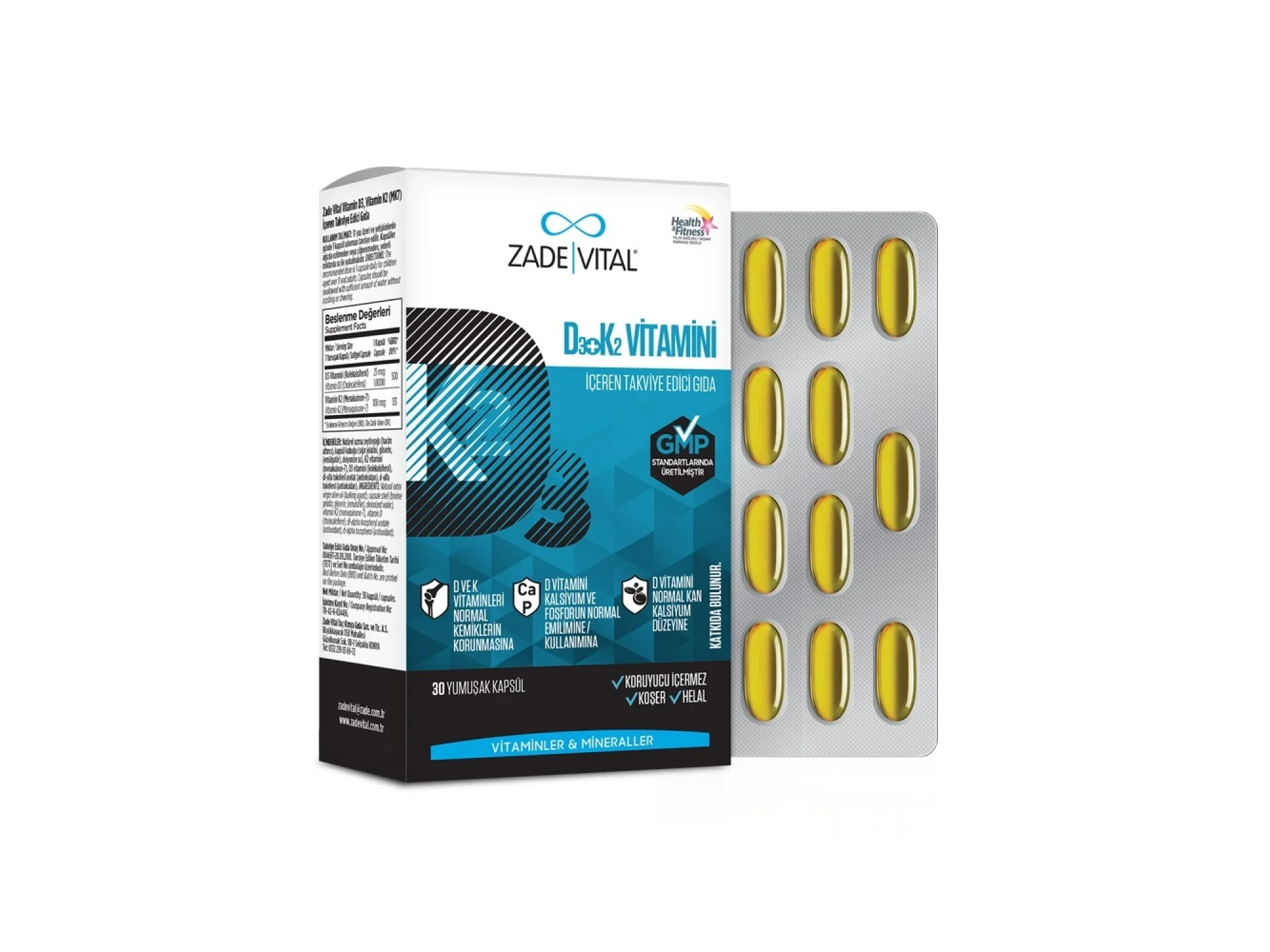 Zade Vital D3+K2 Vitamini 30 Kapsül