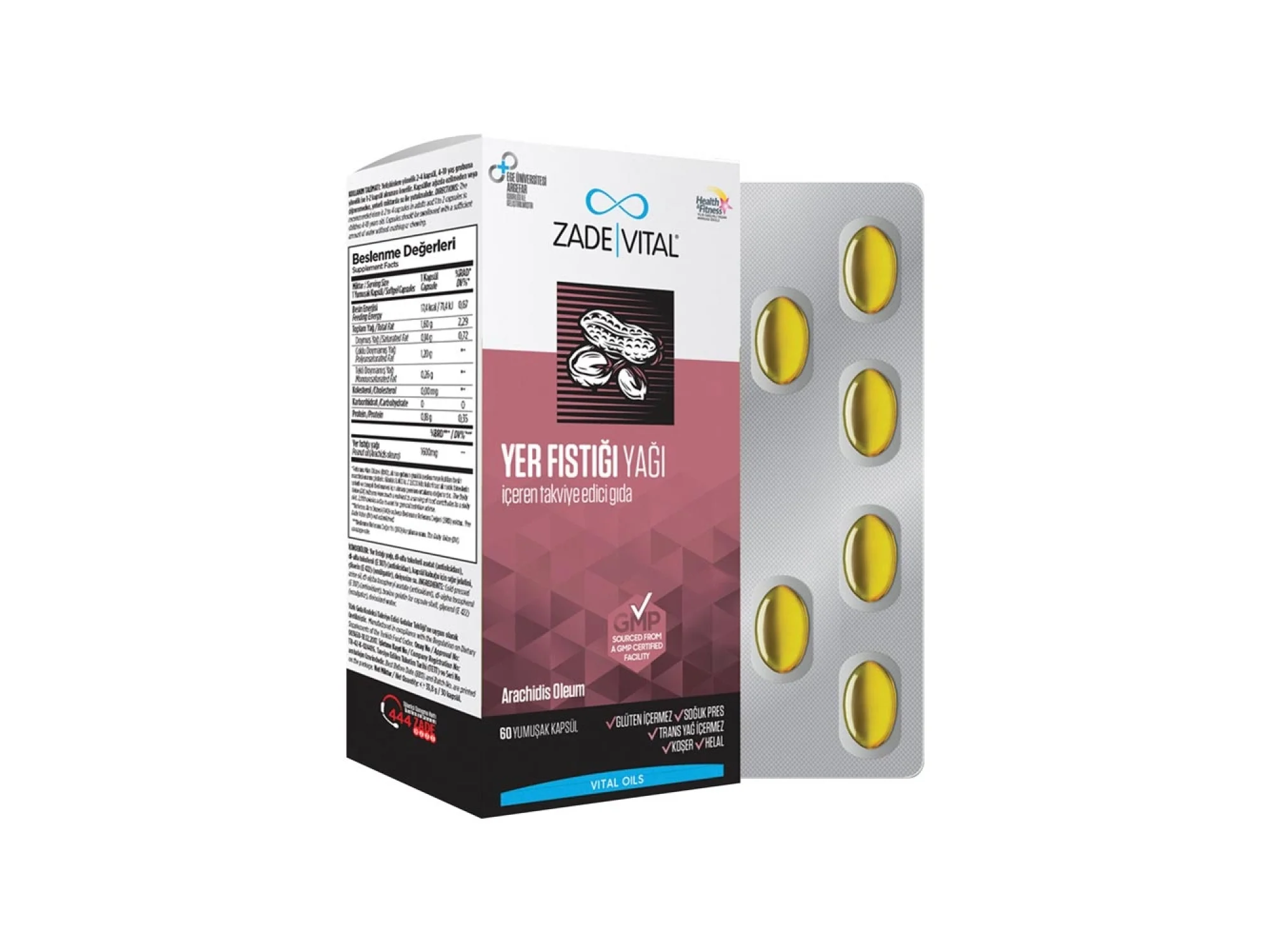 Zade Vital Fıstık Yağı 800 mg 60 Kapsül Blister
