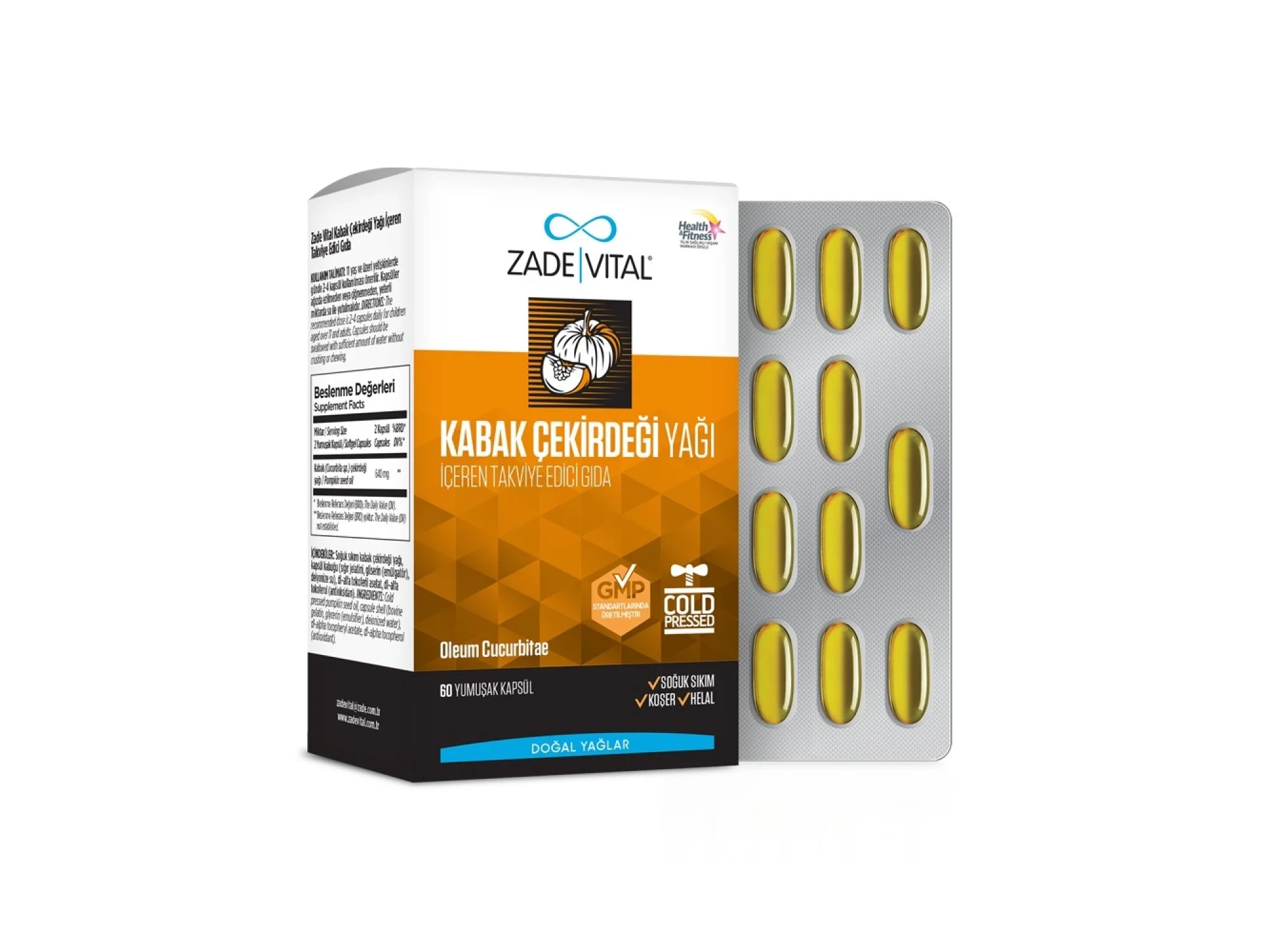 Zade Vital Kabak çekirdeği Yağı 320 mg 60 Kapsül Blister