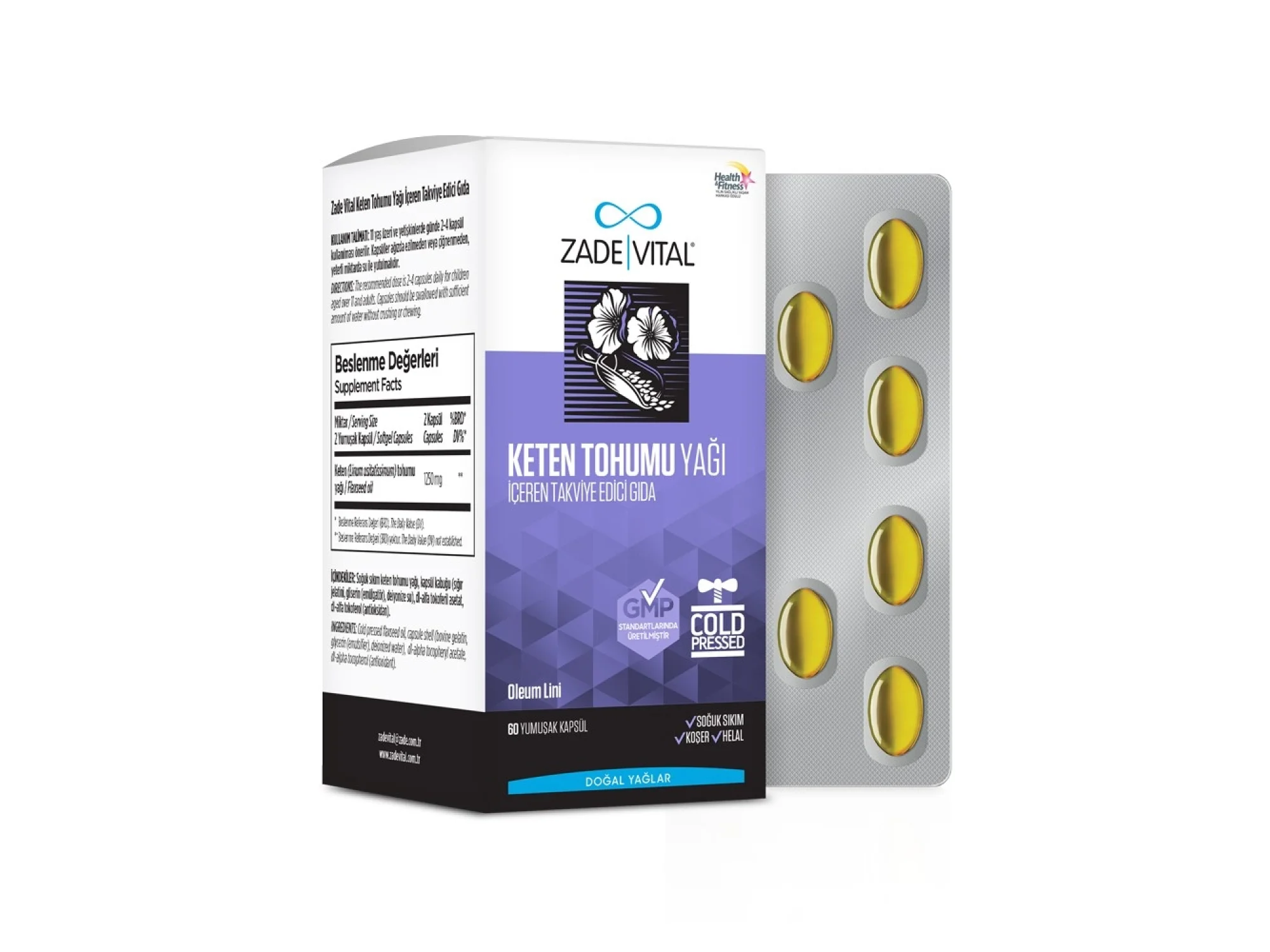 Zade Vital Keten Tohumu Yağı 625 mg 60 Yumuşak Kapsül