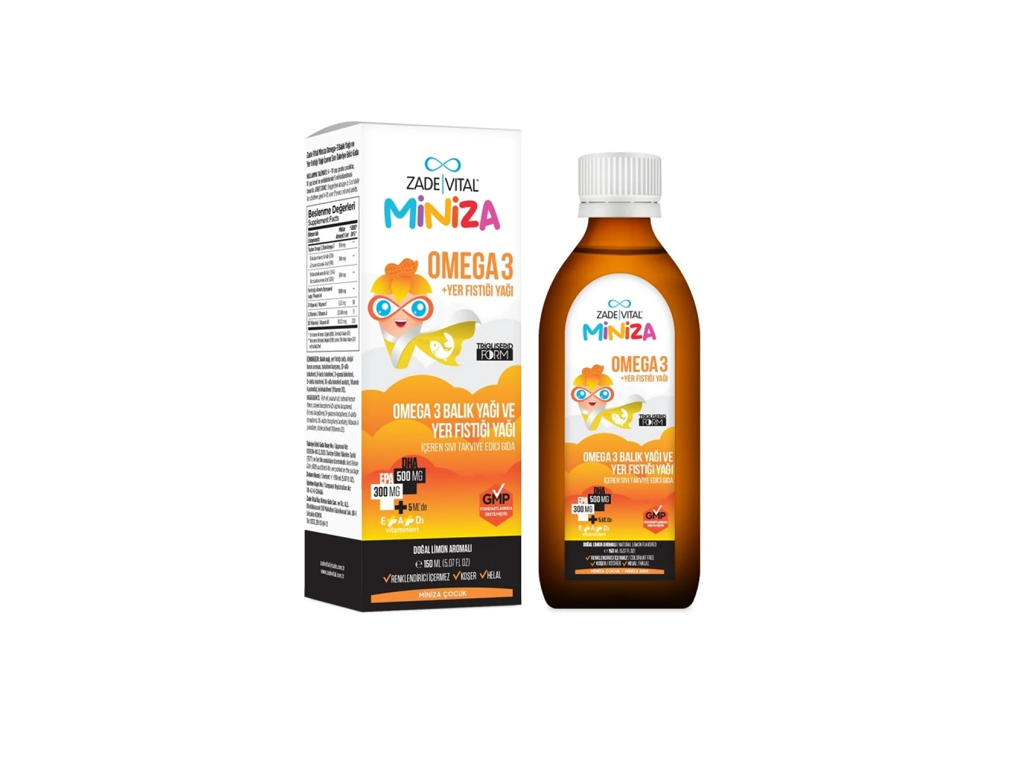 Zade Vital Miniza Omega-3 ve Yer Fıstığı Şurubu 150 ml
