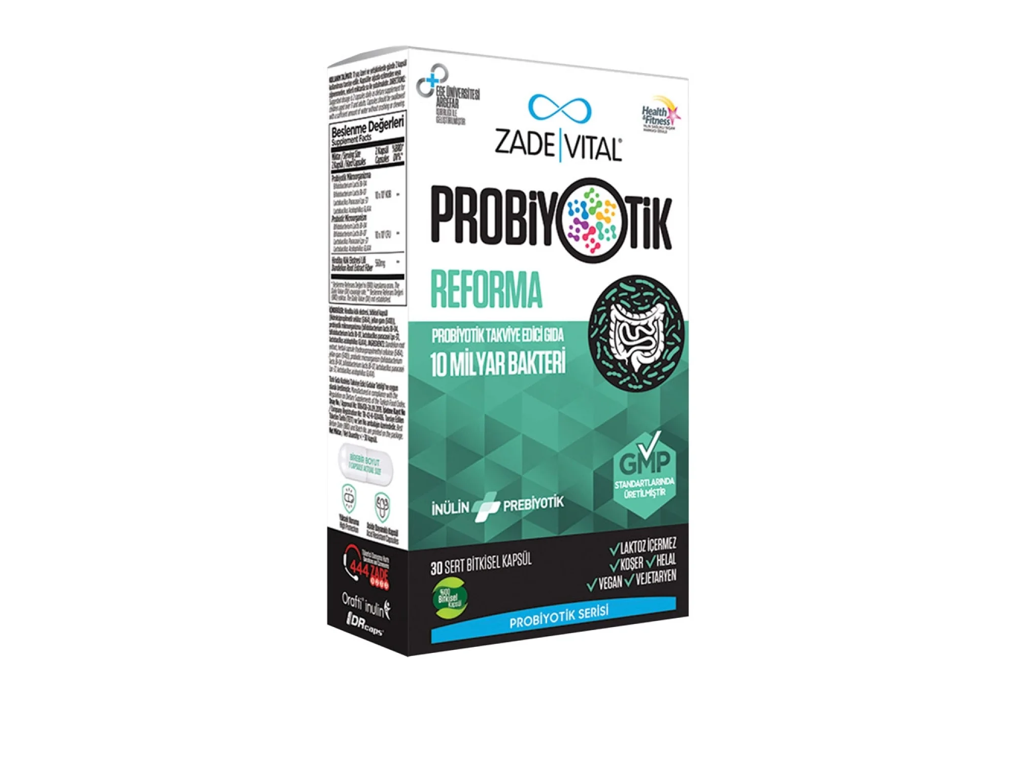 Zade Vital Probiyotik Reforma Takviye Edici Gıda 30 Bitkisel Kapsül
