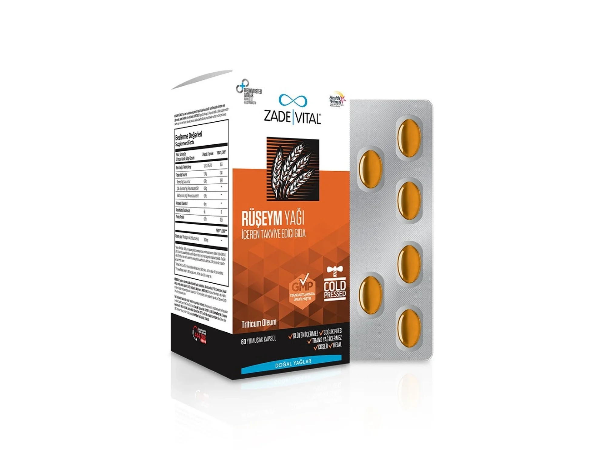 Zade Vital Ruşeym Yağı 500 mg 60 Kapsül