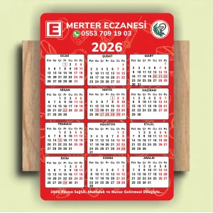 14x10 cm Eczanenize Özel 2026 Takvimli Magnet