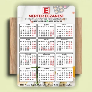 14x10 cm Eczanenize Özel 2026 Takvimli Magnet 1000 adet No:4