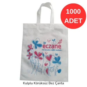 30*37cm Kulplu Çiçek Desen Bez Torba 1000 adet
