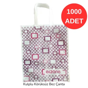 30*37cm Kulplu Kareli Desen Bez Torba 1000 adet