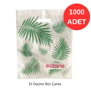 30x37 Yeşil Yaprak Desenli El Geçme Bez Torba 1000 adet