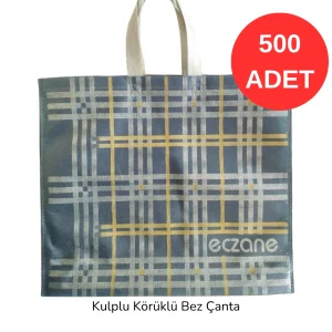 40x34x7cm Kulplu Körüklü Ekose Desenli Bez Torba 500 adet