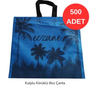 40x34x7cm Kulplu Körüklü Palmiye Desenli Bez Torba 500 adet
