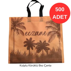 40x34x7cm Kulplu Körüklü Palmiye Desenli Bez Torba 500 adet