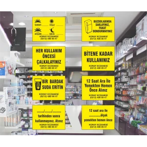 8 farklı Tasarımda toplam 40.000 Adet Fosforlu Eczane Etiketi