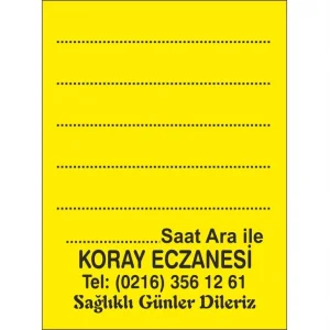 Eczane Etiketi Kod4 Sarı