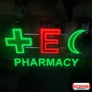 Eczane Pharmacy Cross, E Logo, Hilal figürlü, Animasyonlu