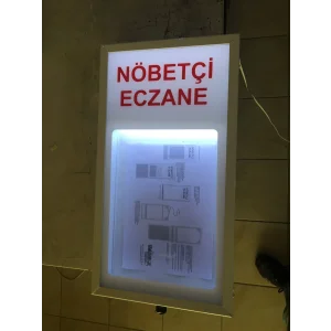 Işıklı Eczane Nöbet Levhası, Alüminyum Fırın Boyalı Kasa