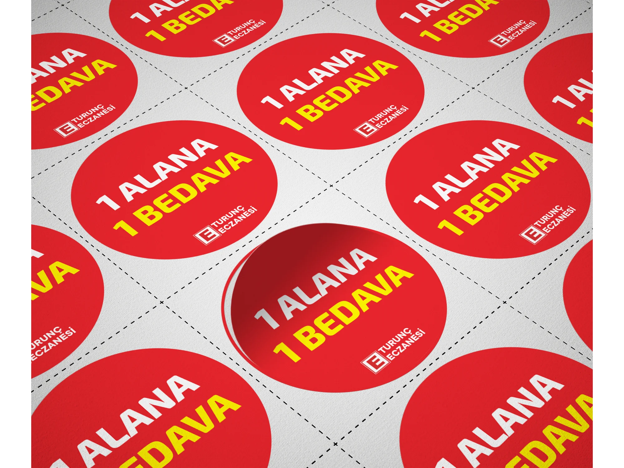 Eczanenize Özel 100 adet 4x4cm 1 Alana 1 Bedava Etiketi