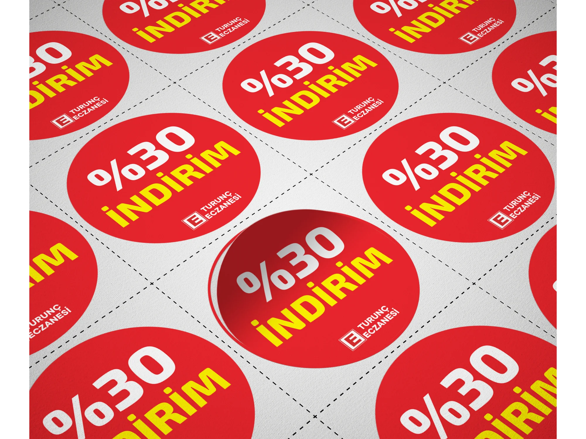 Eczanenize Özel 100 adet 4x4cm %30 İndirim Etiketi