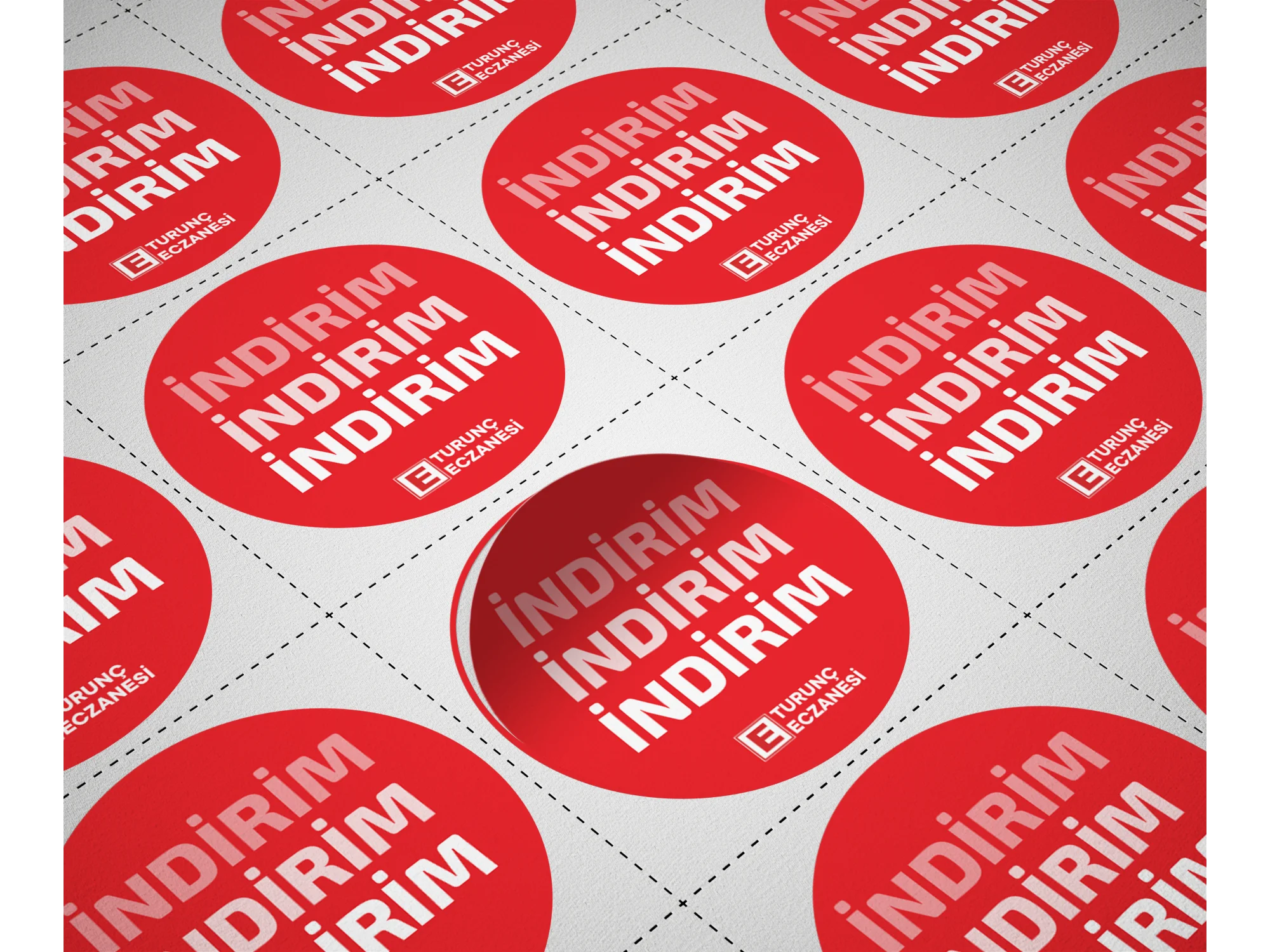 Eczanenize Özel 100 adet 4x4cm İndirim Etiketi