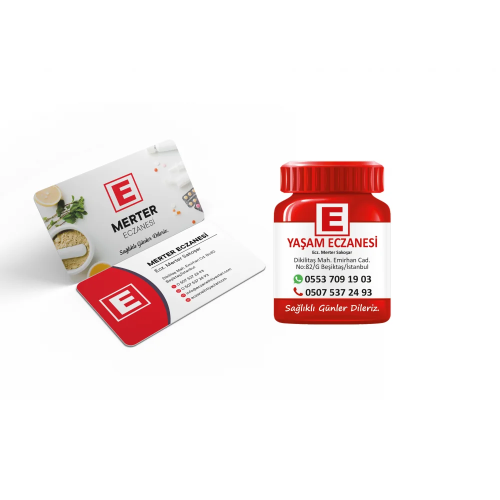 Kalın Gramajlı Eczane Kartvizit + Magnet Paketi No:2