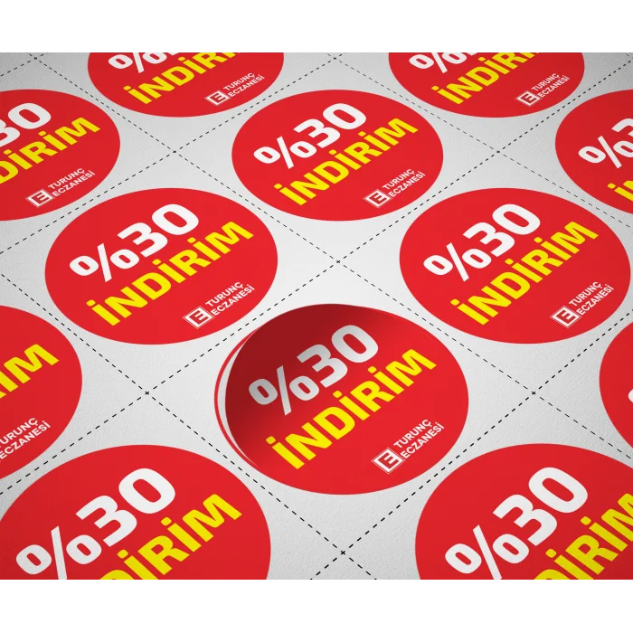 Eczanenize Özel 100 adet 4x4cm %30 İndirim Etiketi