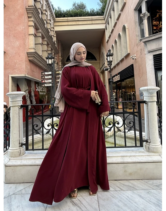 Abaya Takım Bordo