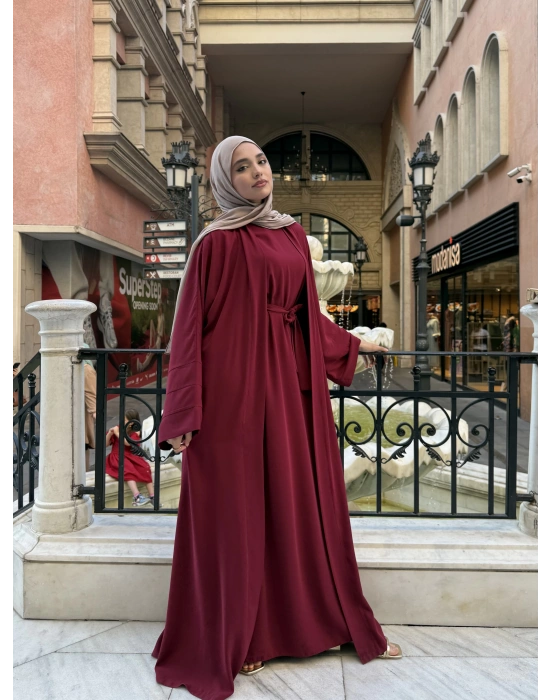 Abaya Takım Bordo