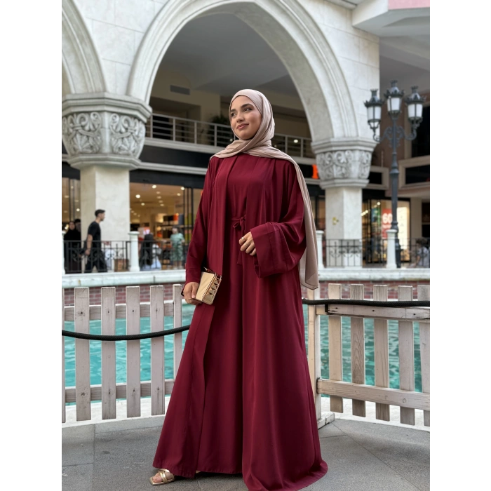 Abaya Takım Bordo