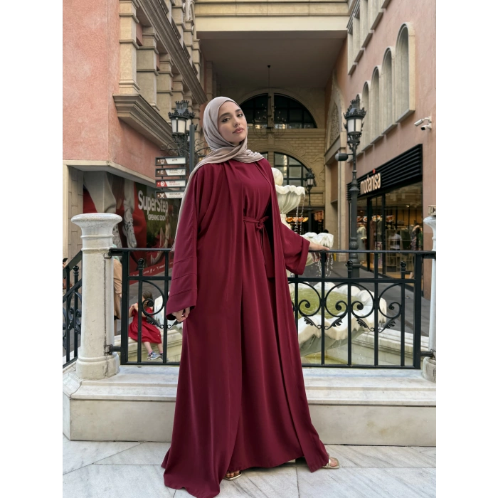 Abaya Takım Bordo