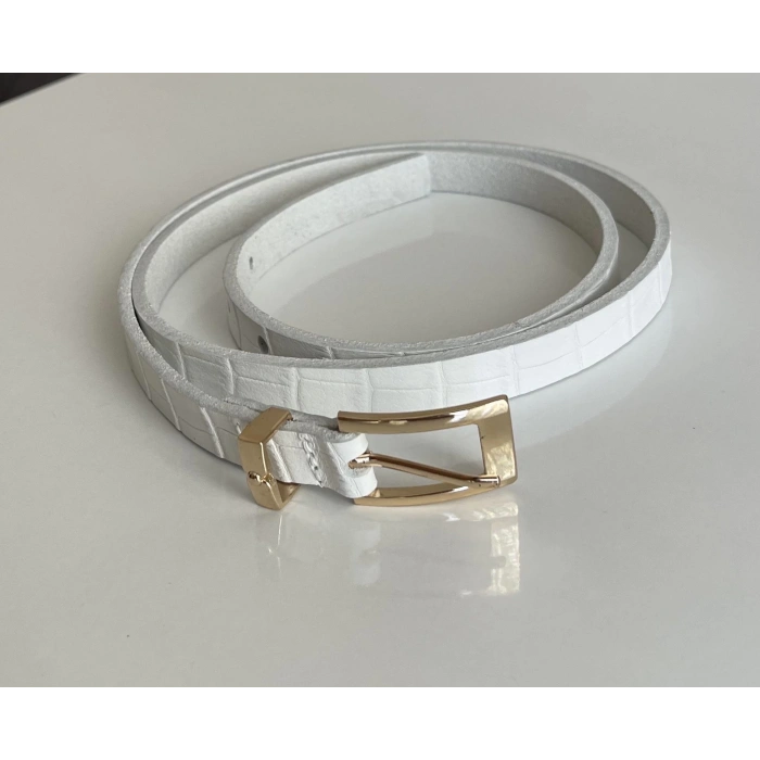 Beyaz Gold Metal Tokalı Kemer