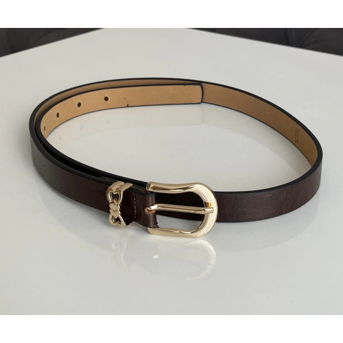 Kahve Gold Metal Tokalı Kemer