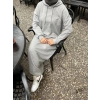 Kapüşonlu Kışlık 3 İplik Tesettür Elbise Gri