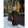 Şeritli Triko Kışlık Tesettür Elbise