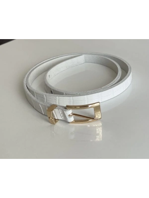 Beyaz Gold Metal Tokalı Kemer