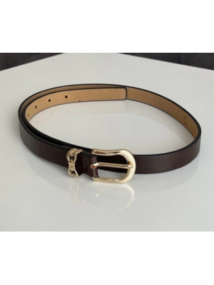 Kahve Gold Metal Tokalı Kemer