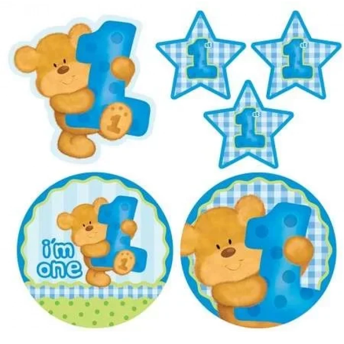 1 Yaşındayım Mavi Ayıcık 6 Lı Duvar Süs