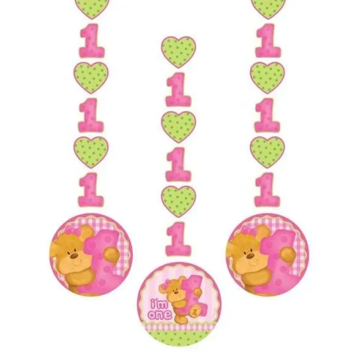 1 Yaşındayım Pembe Ayıcık 3 lü Asma Süs